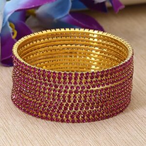 Shining Diva Fashion Set of 12 Latest Traditional Design Gold Plated Stone Bangle for Women