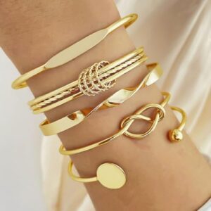 Shining Diva Fashion Set of 5 Latest Stylish Multilayer Gold Plated Bangle Bracelet for Women and Girls (16178b) Valentine Gift for Girlfriend