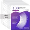 Shuban A4 Size Transparent Sheet Protectors Top Loading, Clear, Reinforced 11-Hole, Acid-Free, Archival Safe for Documents and Photos (100 Pcs)