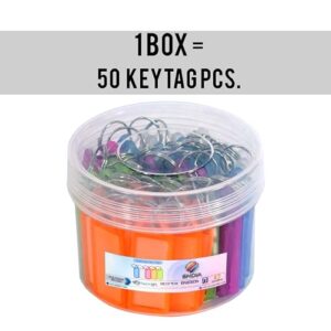 SNDIA 50 Pcs Key Tag Multicolor Keyring & Keychain With Name Tag Labels Assorted Keychain With Two Side Id Label And Split Ring For Office, Home Key -Plastic
