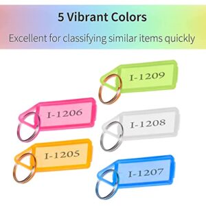 SNDIA 50 Pcs Key Tag Multicolor Keyring & Keychain With Name Tag Labels Assorted Keychain With Two Side Id Label And Split Ring For Office, Home Key -Plastic