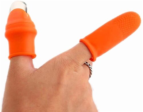 Sweezee Enterprise Premium Silicone Thumb Knife with Finger Protector | Stainless Steel Vegetable & Fruit Cutter with Safety Silicone Holder | Ideal for Kitchen, Plant Picking &...