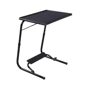 TABLE MAGIC Alloy Steel - Laptop Table Mat Finish, Lapdesk, Utility Table, Table with Footrest, Height Adjustable Table, Work at Home Table (Tm Footrest- Midnight Black, Large)