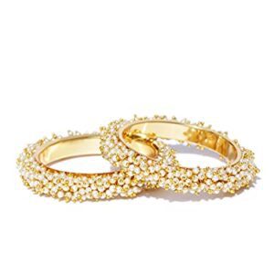 YouBella Jewellery for women Traditional Pearl Studded Gold Plated Bangles for Women and Girls