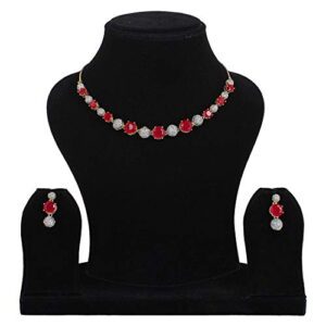 YouBella Jewellery Set for Women American Diamond Combo of Choker Necklace Set with Earrings, Bracelet and Ring for Girls and Women