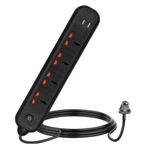 ZEBRONICS Power BAR 145, Power Strip, 2000 Watts, 10 Amps, 1x Type C Port, 4X Universal Socket, 2X USB Port, LED Indicator, On/Off Switch, Wall Mountable, 5 Meter