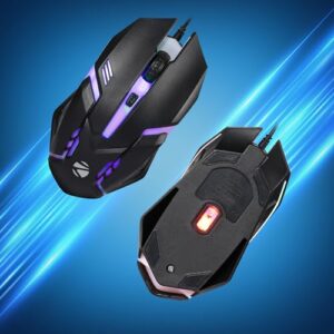 ZEBRONICS Uzi High Precision Wired Gaming Mouse with 4 Buttons, Rainbow LED Lights, DPI Switch with 800/1200/1600/2400 DPI, Plug & Play, 3 Million clicks, Lightweight Mouse