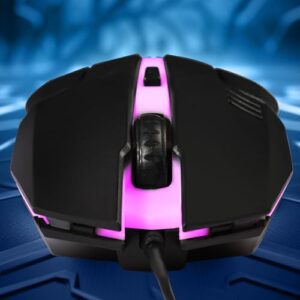 ZEBRONICS Uzi High Precision Wired Gaming Mouse with 4 Buttons, Rainbow LED Lights, DPI Switch with 800/1200/1600/2400 DPI, Plug & Play, 3 Million clicks, Lightweight Mouse