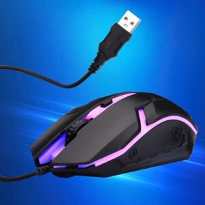 ZEBRONICS Uzi High Precision Wired Gaming Mouse with 4 Buttons, Rainbow LED Lights, DPI Switch with 800/1200/1600/2400 DPI, Plug & Play, 3 Million clicks, Lightweight Mouse