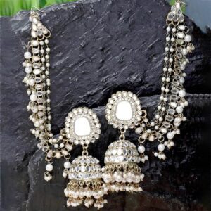 ZENEME Traditional Stylish Gold Plated Polki & Pearl Bahubali Jhumki Jhumka Earrings Jewellery For Girls And Women