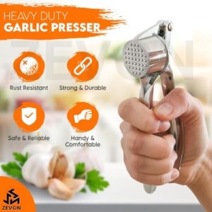 ZEVON® Garlic Crusher Presser Garlic Press Manual Garlic Mincer Stainless Steel Garlic Cutter Chopper,Hand Press Garlic Crusher and Chopper, Mincer Cutter for Garlic for Kitchen