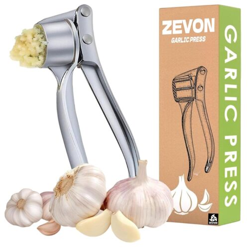 ZEVON® Garlic Crusher Presser Garlic Press Manual Garlic Mincer Stainless Steel Garlic Cutter Chopper,Hand Press Garlic Crusher and Chopper, Mincer Cutter for Garlic for Kitchen