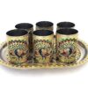2heet Handicrafts Set of 6 Stain Less Steel Glass Indian Hand Made Meena Work Peacock Design Golden Color Diwali Christmas Tumbler Gift Set Item (Handicraft Serving Tray Set...