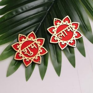 9Dzine MDF Floral Shubh Labh Sticker for Wall Decor 1 Pair | Unique Sticker for Main Door Entrance Diwali Decoration Mandir Temple Festival Gifts