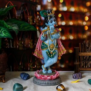 alikiki Hindu God Lord Krishna Statue - 8.3”H India Idol Krishna Figurine Puja Item Pooja Gift for Indian Diwali Home Altar Temple Mandir Meditation Room Yoga Studio Spiritual...