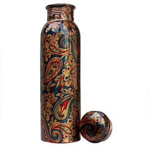 ARTPARASITE Copper Water Bottle Designer Water Bottle with Advanced Leak Proof Protection and Joint Less, Ayurveda and Yoga Health Benefits with Lacquer Coating (900 ML) (Green...