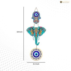 Artvibes Designer Elephant Wooden Wall Hanging for Home Decor | Hamsa Hand Decoration for Livingroom | Modern Artworks Items | Peace Charm Door Accent Decorative Hangings...