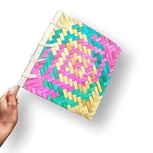 ARYANSH SHOPPE Handicraft Rajasthani Natural Bamboo Wooden Handle Manual Hand Held Fan for Summer Seasons (HANDLE FAN) (1)