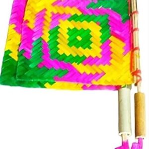 ARYANSH SHOPPE Handicraft Rajasthani Natural Bamboo Wooden Handle Manual Hand Held Fan for Summer Seasons (HANDLE FAN) (1)