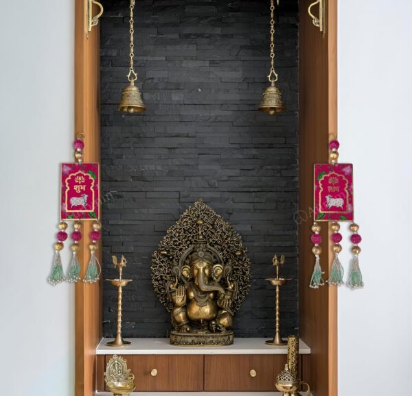 Auromin Shubh Labh Door Entrance Hanging Pichwai Cow | Hangings for Decoration | Subh Labh Decoration Items for Mandir, Diwali | Home Decor