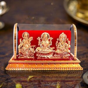 Awesome Craft Acrylic Gold Plated Idols | Laxmi Ganesh Murti & Ma Saraswati | Home Decor, Pooja Room, Study Table, Living Room & Office Decoration | Gift Item | 12 cm Length, 6...