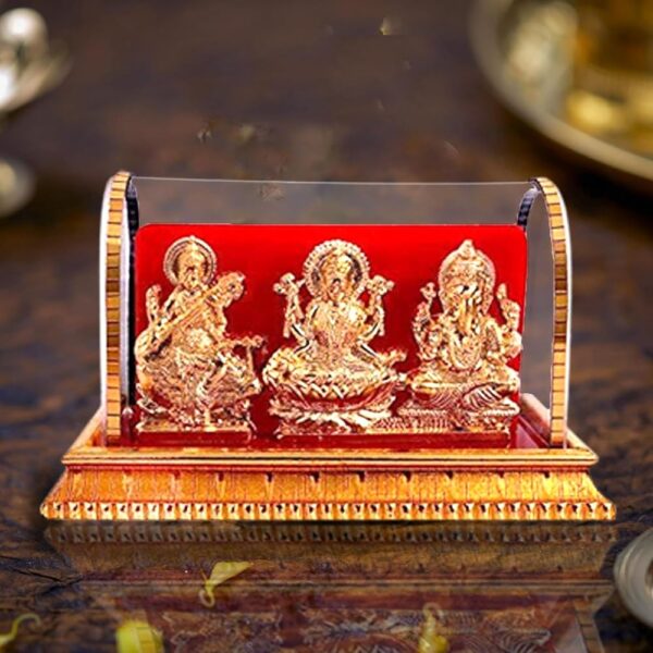 Awesome Craft Acrylic Gold Plated Idols | Laxmi Ganesh Murti & Ma Saraswati | Home Decor, Pooja Room, Study Table, Living Room & Office Decoration | Gift Item | 12 cm Length, 6...