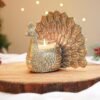 Behoma Metal Dancing Peacock Figurine for Good Luck and Love | Candle Holder for Home Dcor Tabletop Living | Showpiece for Valentine's Day, Birthday (Scented Glass Votive Candle...