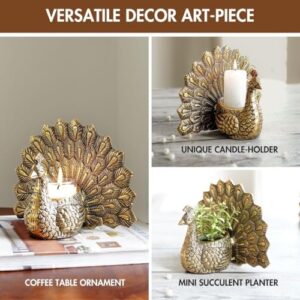 Behoma Metal Dancing Peacock Figurine for Good Luck and Love | Candle Holder for Home Dcor Tabletop Living | Showpiece for Valentine's Day, Birthday (Scented Glass Votive Candle...