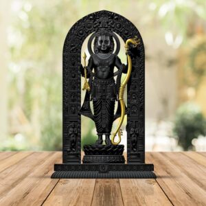 BLADESMITH 3D Ram Lalla Murti- Ayodhya Mandir Shree Ram Lalla Idol Showpiece for Home Décor I House Mandir, Decoration & Temple (Black & Golden) 4INCH