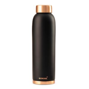 BOROSIL Colour Copper bottle 1 Litre, Black 100% Pure Copper, BPA Free & Leakproof with Anti-Oxidant Properties of Copper, for Home, School & Office
