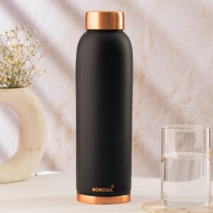 BOROSIL Colour Copper bottle 1 Litre, Black 100% Pure Copper, BPA Free & Leakproof with Anti-Oxidant Properties of Copper, for Home, School & Office
