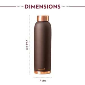 BOROSIL Colour Copper bottle 1 Litre, Brown 100% Pure Copper, BPA Free & Leakproof with Anti-Oxidant Properties of Copper, for Home, School & Office