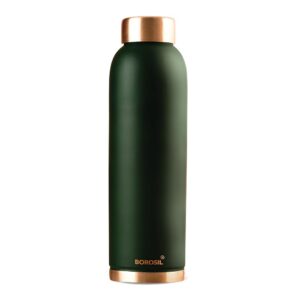 BOROSIL Colour Copper bottle 1 Litre, Green 100% Pure Copper, BPA Free & Leakproof with Anti-Oxidant Properties of Copper, for Home, School & Office