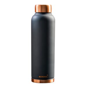 BOROSIL Colour Copper Bottle 1 Litre, Grey - 100% Pure Copper, BPA Free & Leakproof With Anti-Oxidant Properties for Home, School & Office