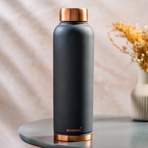 BOROSIL Colour Copper Bottle 1 Litre, Grey - 100% Pure Copper, BPA Free & Leakproof With Anti-Oxidant Properties for Home, School & Office