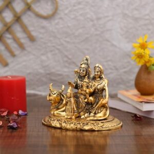 Collectible India Handcrafted Shiva Parvati Ganesh Idol Shiv Parivar Murti Statue Sculpture - Lord Shiva Idols Family Sitting On Nandi Showpiece Figurine for Home Office Temple...