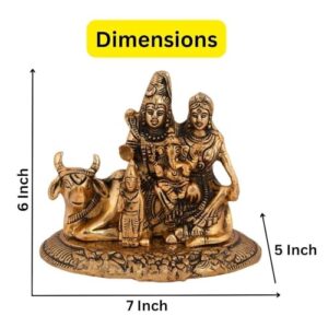 Collectible India Handcrafted Shiva Parvati Ganesh Idol Shiv Parivar Murti Statue Sculpture - Lord Shiva Idols Family Sitting On Nandi Showpiece Figurine for Home Office Temple...
