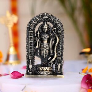 Craftam Metal Small Size Ram Lalla Idol Murti Ayodhya for Car Dashboard Home Decor,Home Temple Mandir Pooja, Gift, Car Dashboard Idol (Bronze Color,Height - 2.7 Inch)