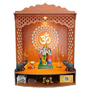 Devson™ Premium Wooden Temple | Wooden Pooja MANDIR for Home and Office use with LED SPOT Light | Wooden mandir with Storage Shelves | (Size - H 25 x L 18.5 x W 12 inch) SAI18