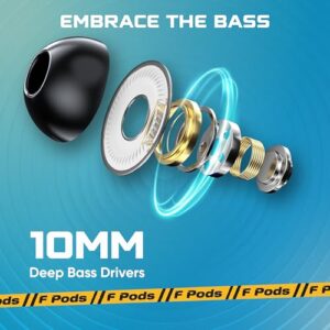 Fastrack Fpods Fx101|Bt5.4 TWS Earbuds, 40Hrs Playtime, Quad Mic Enc for Crystal Clear Calls, in Ear, Low Latency Gaming Mode Upto 50Ms,Nitrofast Charge
