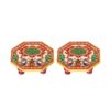 Handicrafts Paradise (4 x 4 inch, Set of 2Pc) Octagonal Peacock Design Painted Marble Chowki (Multicolour) Home Mandir, Idols Statues Pratima, Bajot for God, Home Décor Showpiece