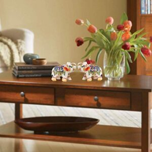 Handicrafts Paradise Pair of Marble Elephant (2.5x2 inch) Showpiece for Home and Office Decor Positive Vaastu Energy and Return Gift