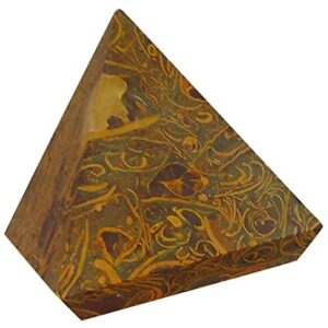 JAISALMER YELLOW STONE Handmade habour Stone Pyramid by OMKAR Handicraft (9 cm x 9 cm x 9 cm, Gold)