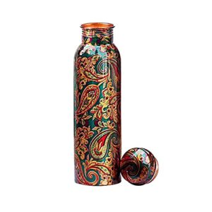 KC Pure Copper Designer Water Bottle with Leak Proof Protection, Ayurveda and Yoga Health Benefits (1000ml, 1Unit) With Lacqure Coating