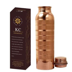 KC Pure Copper Designer Water Bottle with Leak Proof Protection, Ayurveda and Yoga Health Benefits. (1000ml, Pack of 1) Diamond Touch