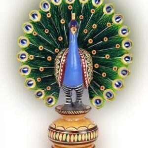 Khamma Ghanni Handicraft Wooden 3 Inches Peacock Showpiece Set of 2 for Home & Office Decor II Desk Organizer II Living Room II Guest Room II Office Decor II Gift Items