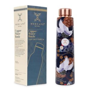 MERCAPE 100% Pure Copper Water Bottle Printed with Ample Design Experience Ayurvedic Harmony Pure Copper Water Bottle - Leak Proof, Joint Less for Office, Gym, School & Gift...