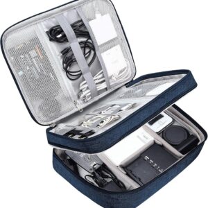 PETRICE Gadget Organizer Travel Cable Accessories Bag Double Layer Electronics Organizer Portable Storage Case for Cable, Cord, Charger, Adapter, Power Bank, Hard Drives - Dark...