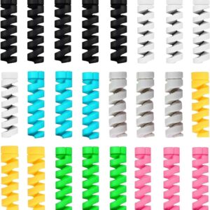 Sounce 25 Pcs Spiral Cable Protectors & Wire Protectors Spring Wire for All Wired Accessories for USB Charger, Data Cable, Headphones, MacBook, Laptop, Elastic Cord Saver...