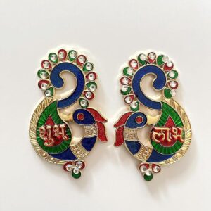 The Banner Company Peacock Theme Shubh Labh Acrylic Door Stickers | Decorative Entrance Signs for Diwali | Ganesh Chaturthi | Ugadi | Festival Home Decor | Traditional Wall &...